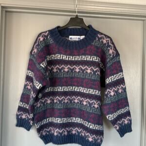 Vtg Braun Sport Women's Fair Isle Sweater Sz L Mohair/Acrylic Blend Long Sleeve